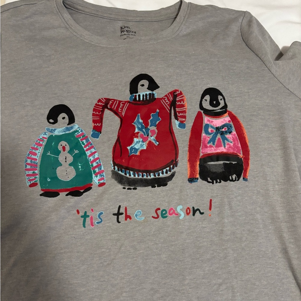 Kim Rogers Gray ‘Tis the Season’ Holiday Penguin Sweater XL Perfectly Soft